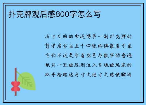 扑克牌观后感800字怎么写